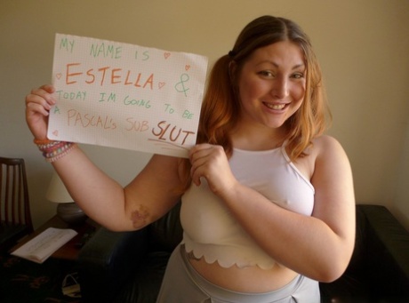 Sexy fatty Estella Bathory bares her big tits & strips to pose naked in socks