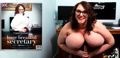 Obese British woman Carol Brown strips to her nylons on an office chair
