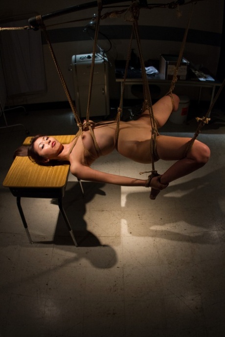 Submissive Japanese Marica Hase getting brutally toyed while bound