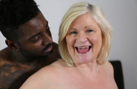 Big-breasted granny Lacey Starr ends wild interracial action with a facial