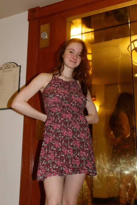 Cute babe Hazel Moore teases in a sexy dress & exposes her big tits in public
