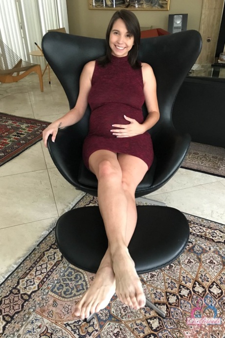 Pregnant girlfriend Cece Capella unleashing her big tits & spreading her pussy