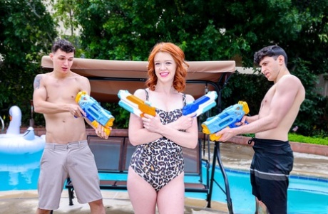Redheaded PAWG Ariel Darling gets fucked & facialed in a threesome